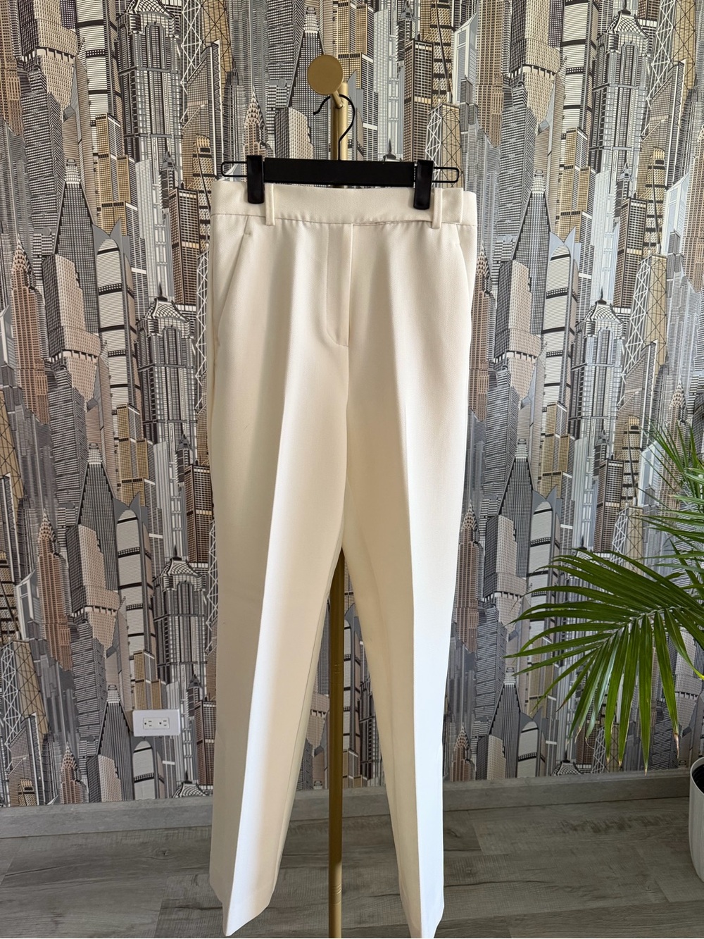 Mango Cream High-Waist Tailored Trousers